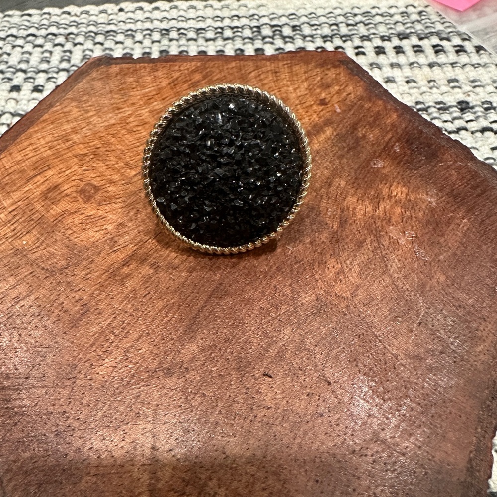 Black Stone Statement Ring - image 1